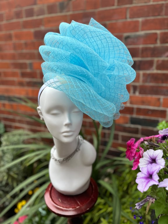 Blue Crinoline,Hat for the Races, Hats for Ascot, Special Occasion Hats