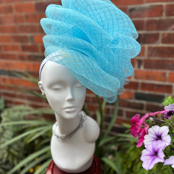 Blue Crinoline,Hat for the Races, Hats for Ascot, Special Occasion Hats