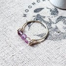 Purple Fluorite Gemstone Ring - UK Size M - Recycled Sterling Silver