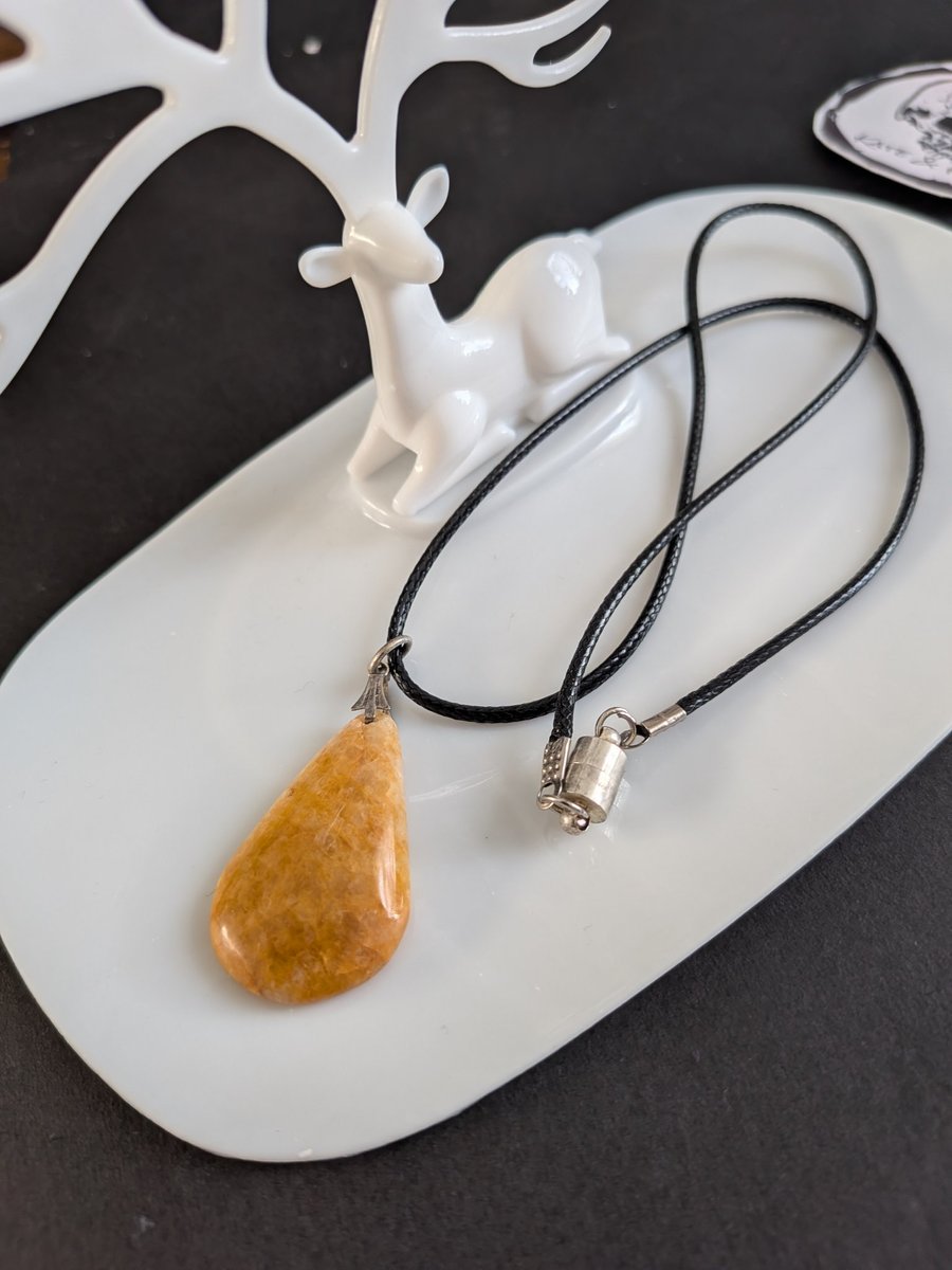 Handcrafted Stone Pendant with 44cm Rope Necklace