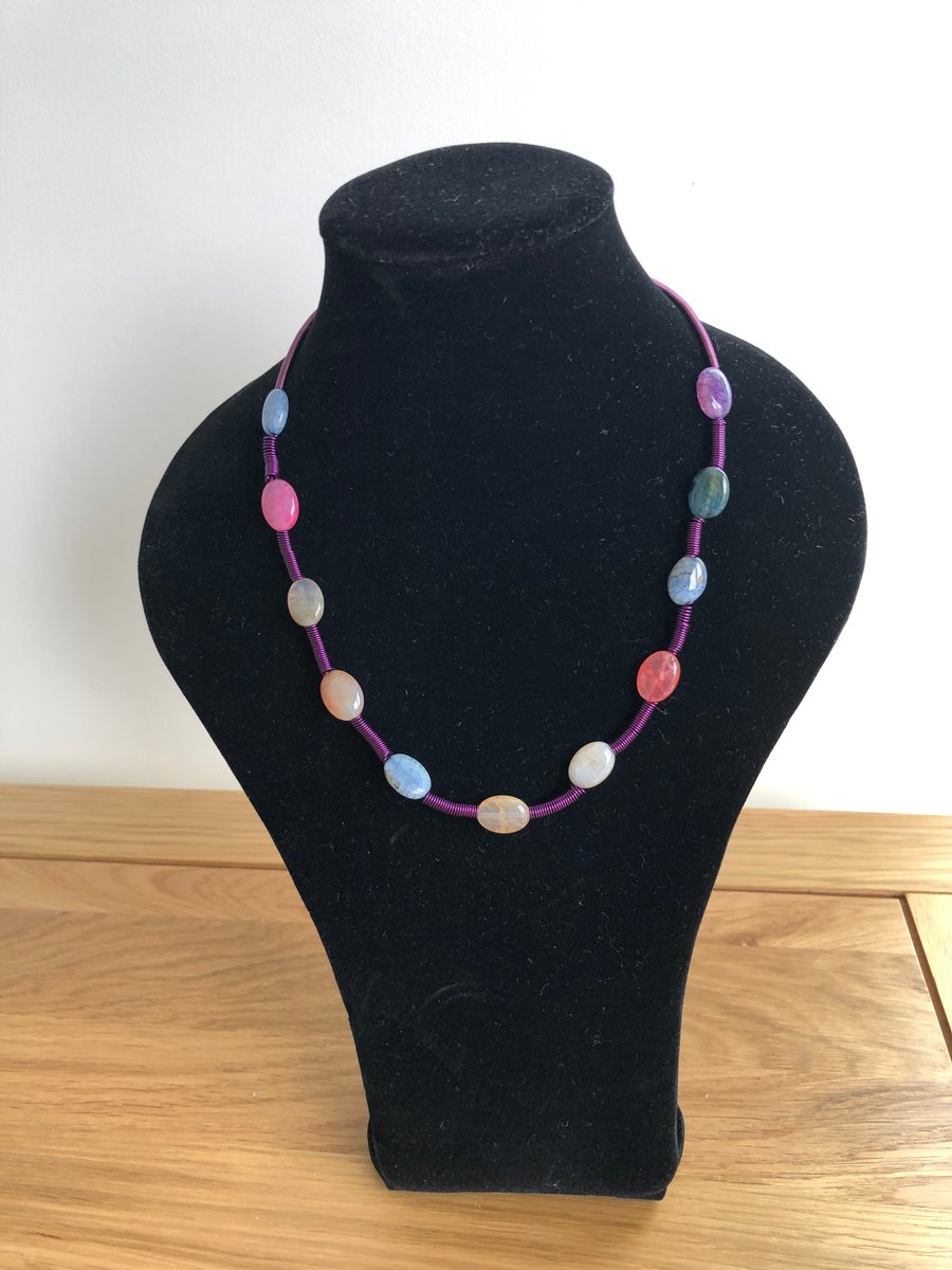 Agate & Wire Spirals 20” Necklace