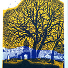 Lychgate tree, Chorlton, hand-pulled screenprint