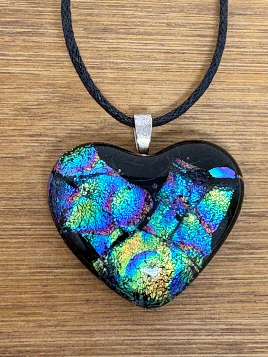 Blue Heart Fused Glass Pendant