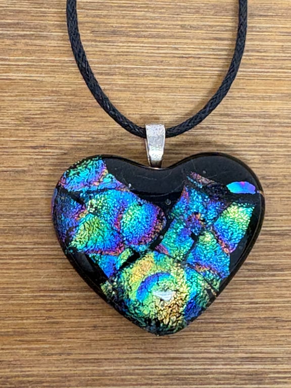 Blue Heart Fused Glass Pendant
