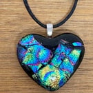 Blue Heart Fused Glass Pendant