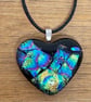 Blue Heart Fused Glass Pendant