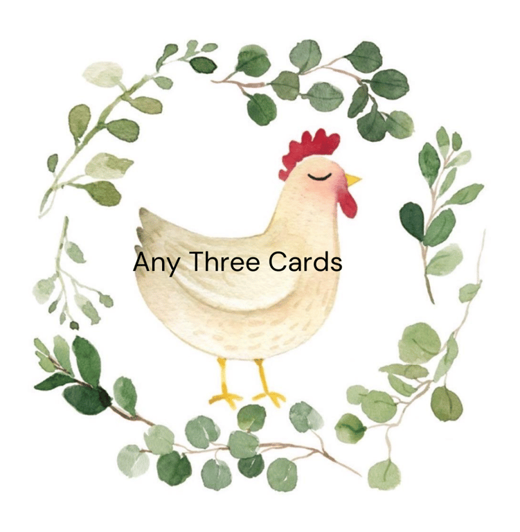 Choose Any Three Of Our Hand Stitched Cards. Hand Sewn Cards. Embroidered Cards.