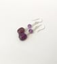 Amethyst and Sterling Silver Drop Earrings,  February Birthstone. - Image 3