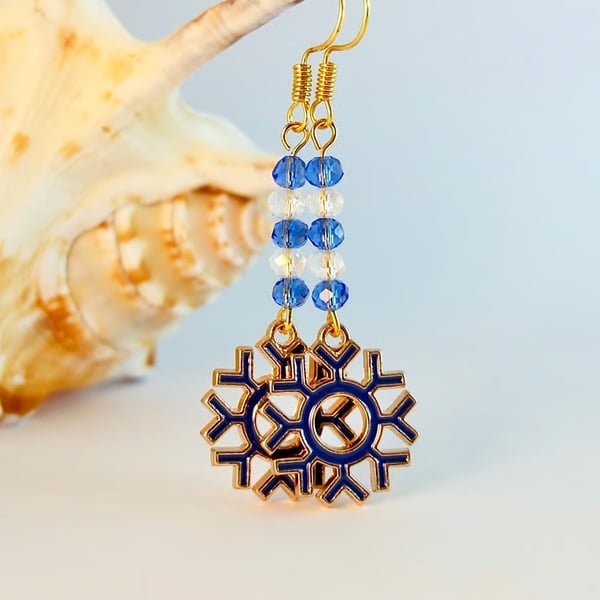 Sparkly Christmas Snowflake Earrings, Stocking Filler, Secret Santa Gift For Her