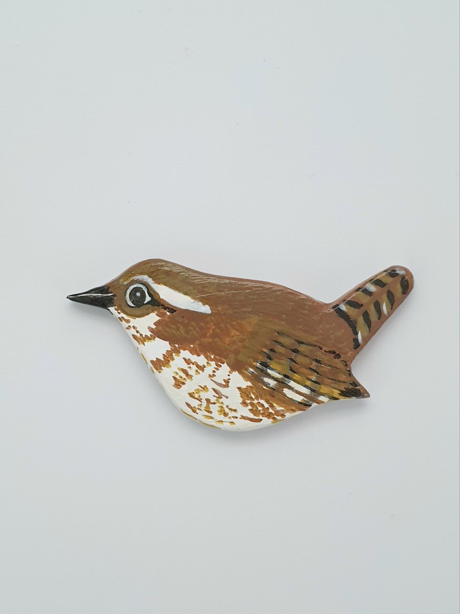  Wren clay fridge magnet, stocking filler gift for a bird lover 