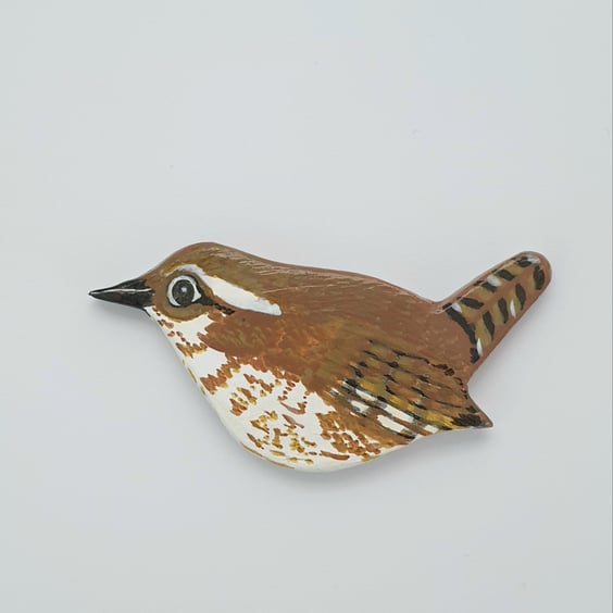  Wren clay fridge magnet, stocking filler gift for a bird lover 