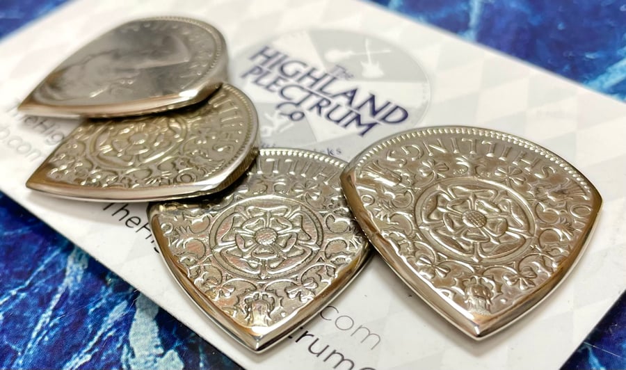 One Queen Elizabeth Two Shillings Coin Guitar Plectrum.