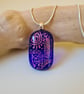 Fused glass blue and pink patterned pendant - Image 2