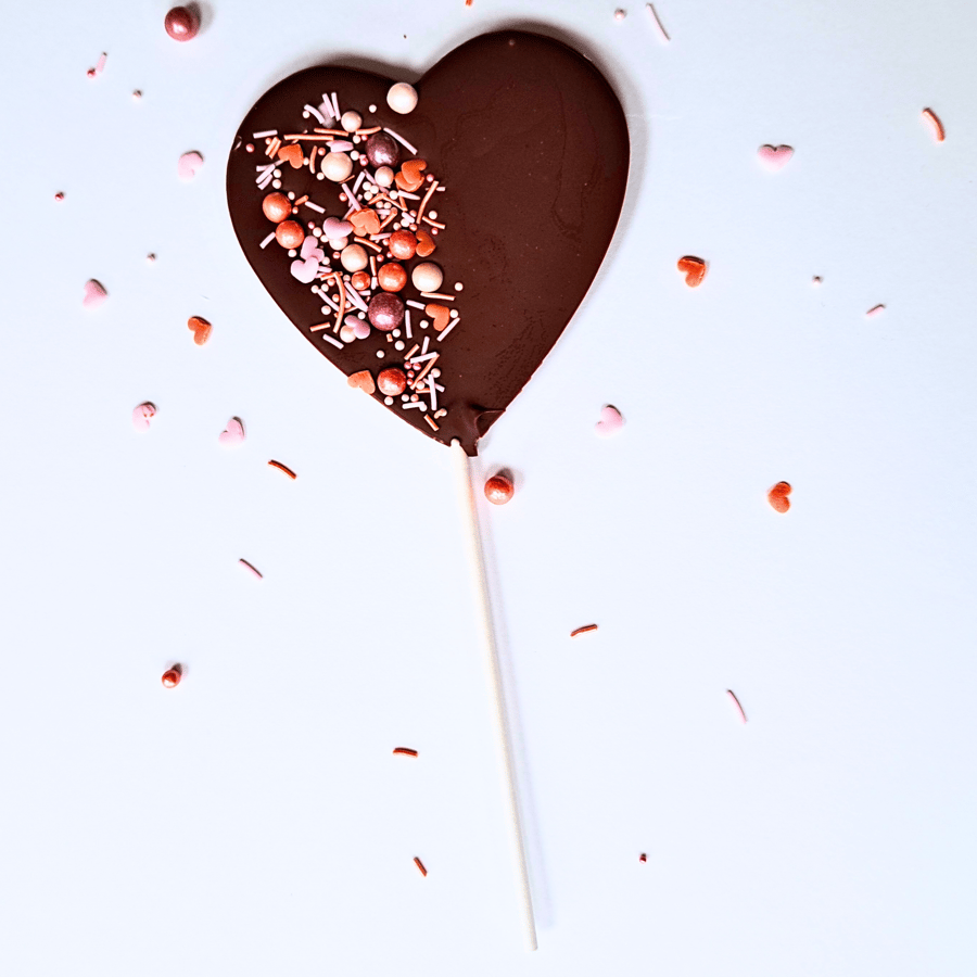 Vegan chocolate, Valentines lollipop, Chocolate lollipop, Chocolate heart.
