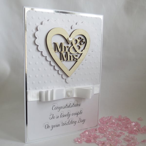 Unique Wedding Day Hearts Handmade Card