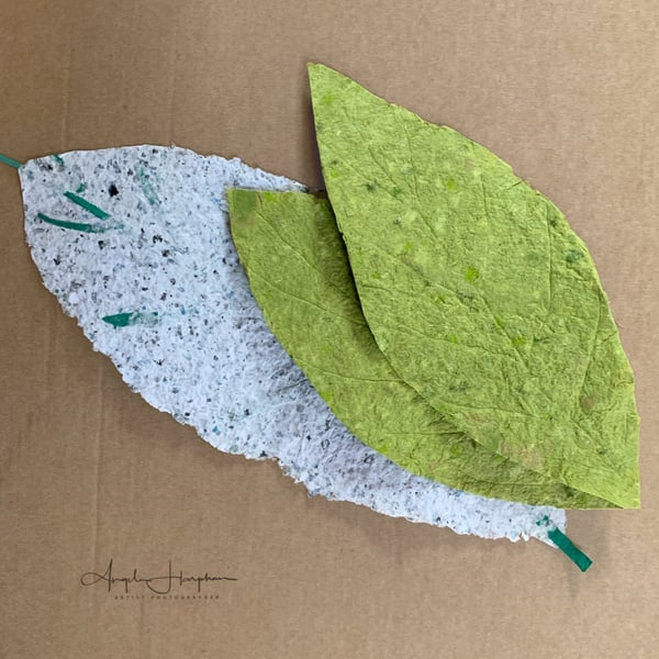 Three Hand Made Paper Leaves