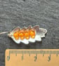 Leaf earrings in etched pewter with amber stones and sterling silver ear hooks - Image 5