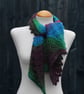 Knitted Eyelet Lace Scarf in multi-coloured gradient yarn - Image 5