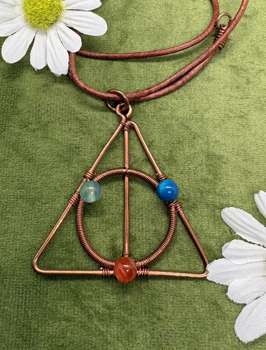 Deathly Hallows copper wire wrapped pendant