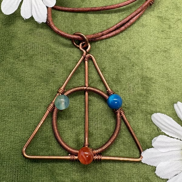 Deathly Hallows copper wire wrapped pendant
