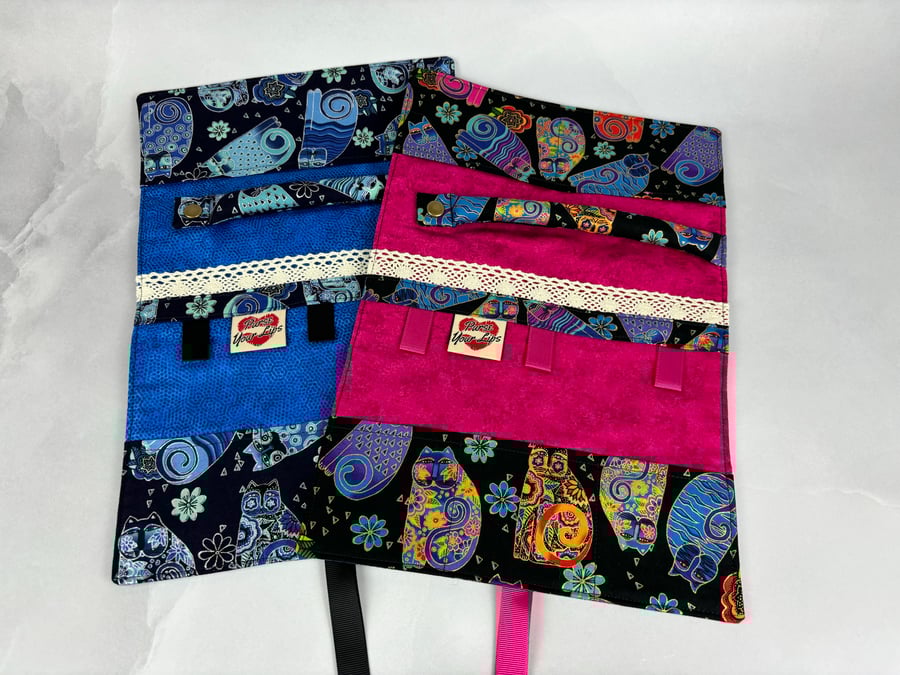 Cats jewellery roll, Kitty jewellery storage, Travel organiser, 2 options
