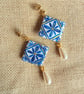 ELENI - Blue Mediterranean Tile Pearl Teardrop Earrings 