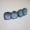 Silver & Blue Dichroic Glass Hair Clip