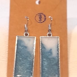 Sea foam rectangle shaped earrings