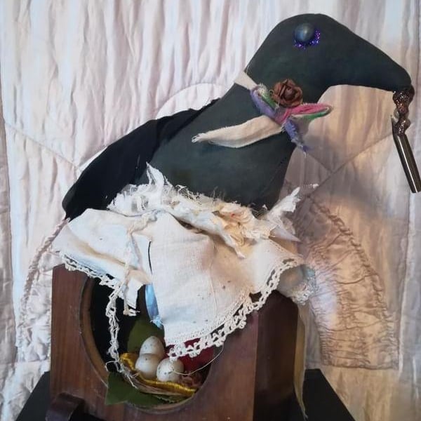 Bird art, Crow, Textile art sculpture, Crow, Raven, home decoration, 