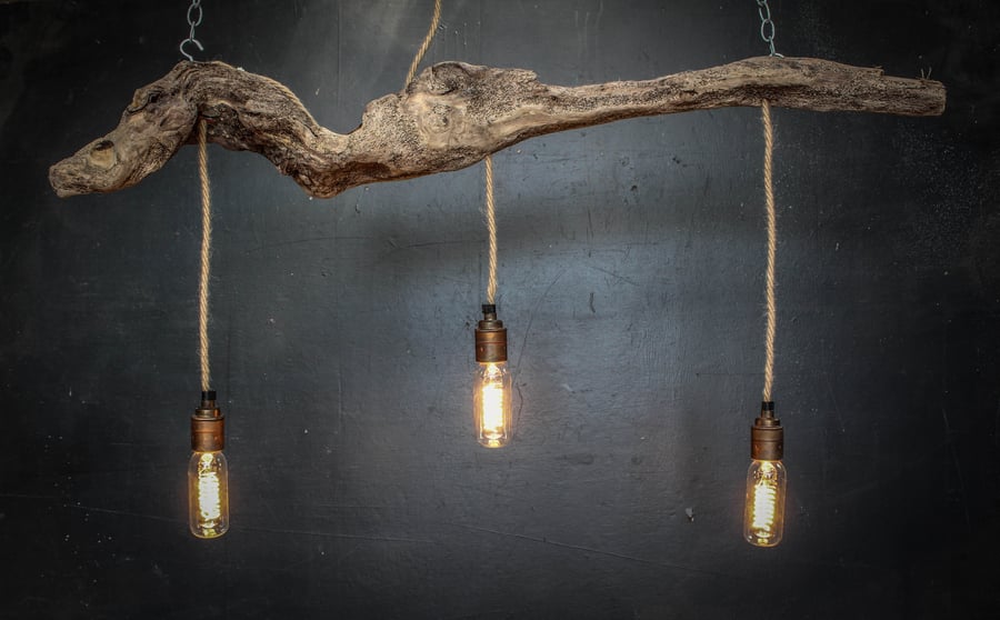 Driftwood Chandelier,Vinatge filament bulbs,Vintage Bulb pendant chandelier 