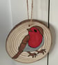 Set of 4 Robin Hand Drawn Wood Slice Decorations - Free P&P - Image 7