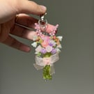 Handmade beaded flower bouquet keychain
