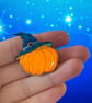 Halloween pumpkin pin badge floral brooch Wood resin jewelry lapel pin Backpack - Image 2