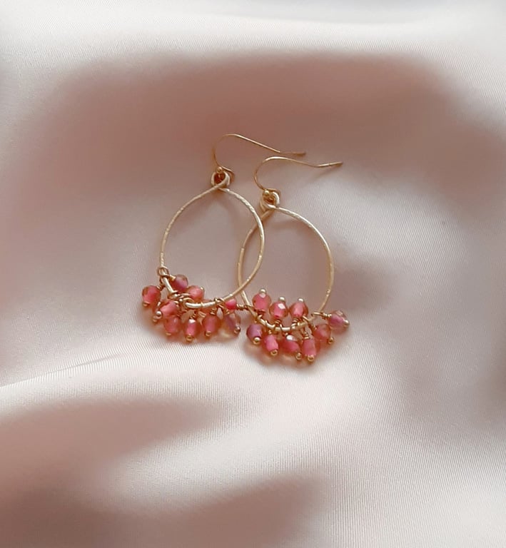 Handmade Beaded Oval Shaped Gangle Drop Hanging Beads Earrings Best Firend Gift