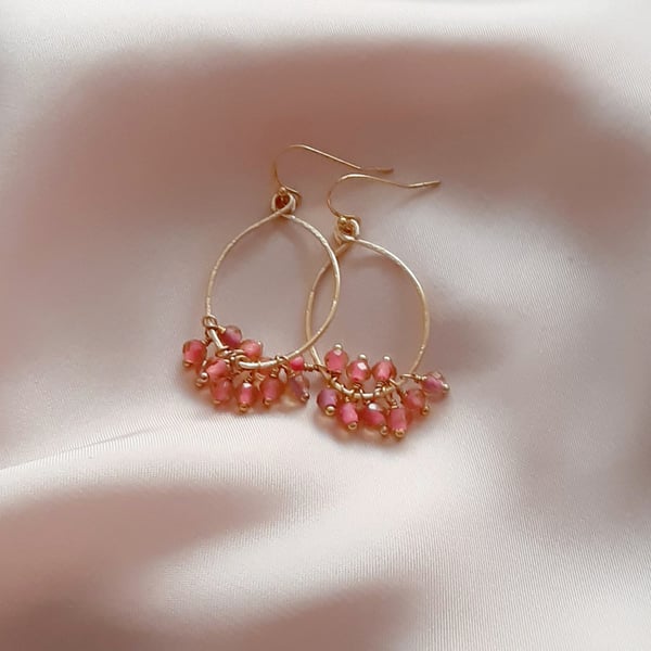 Handmade Beaded Oval Shaped Gangle Drop Hanging Beads Earrings Best Firend Gift
