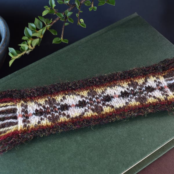 Fair Isle Knitted Bookmark, 100% Shetland Wool