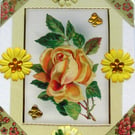 Yellow Rose Flower - Hand Crafted Decoupage Greeting Card - Blank 3022