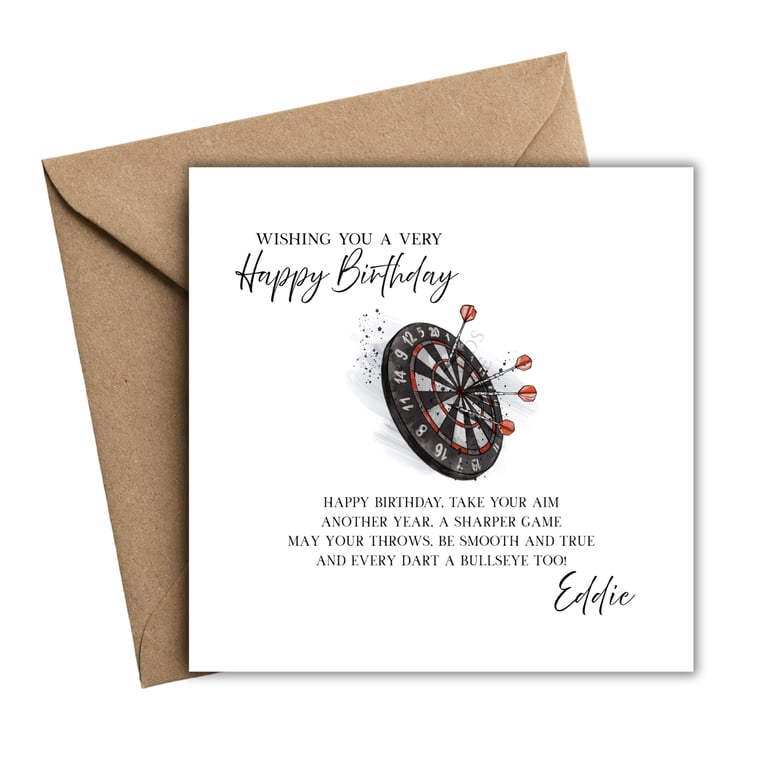 Darts Poem Happy Birthday Card