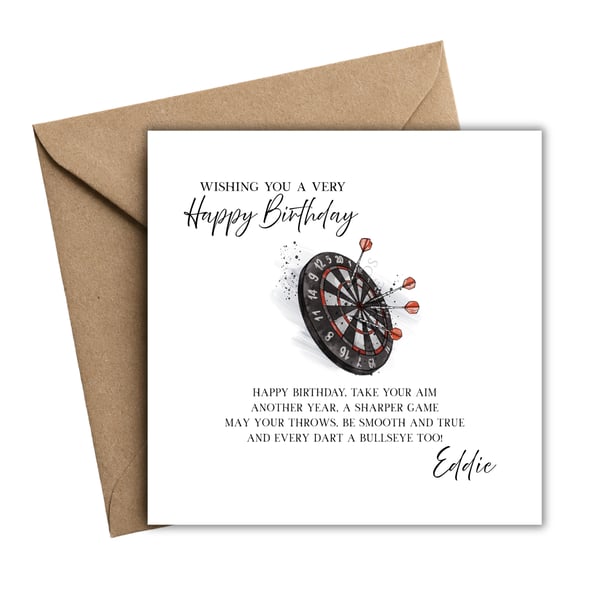 Darts Poem Happy Birthday Card