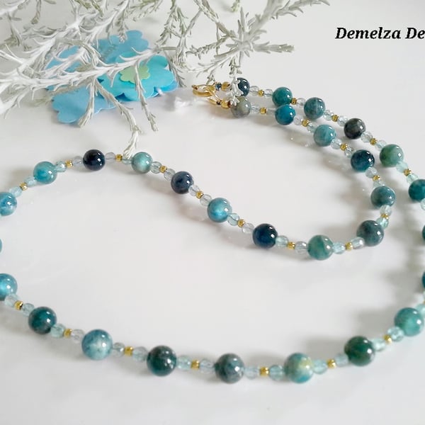 Rare Natural Untreated Apatite Gold Vermeil Necklace