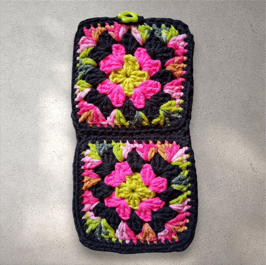 retro granny square crochet glasses case - Folksy