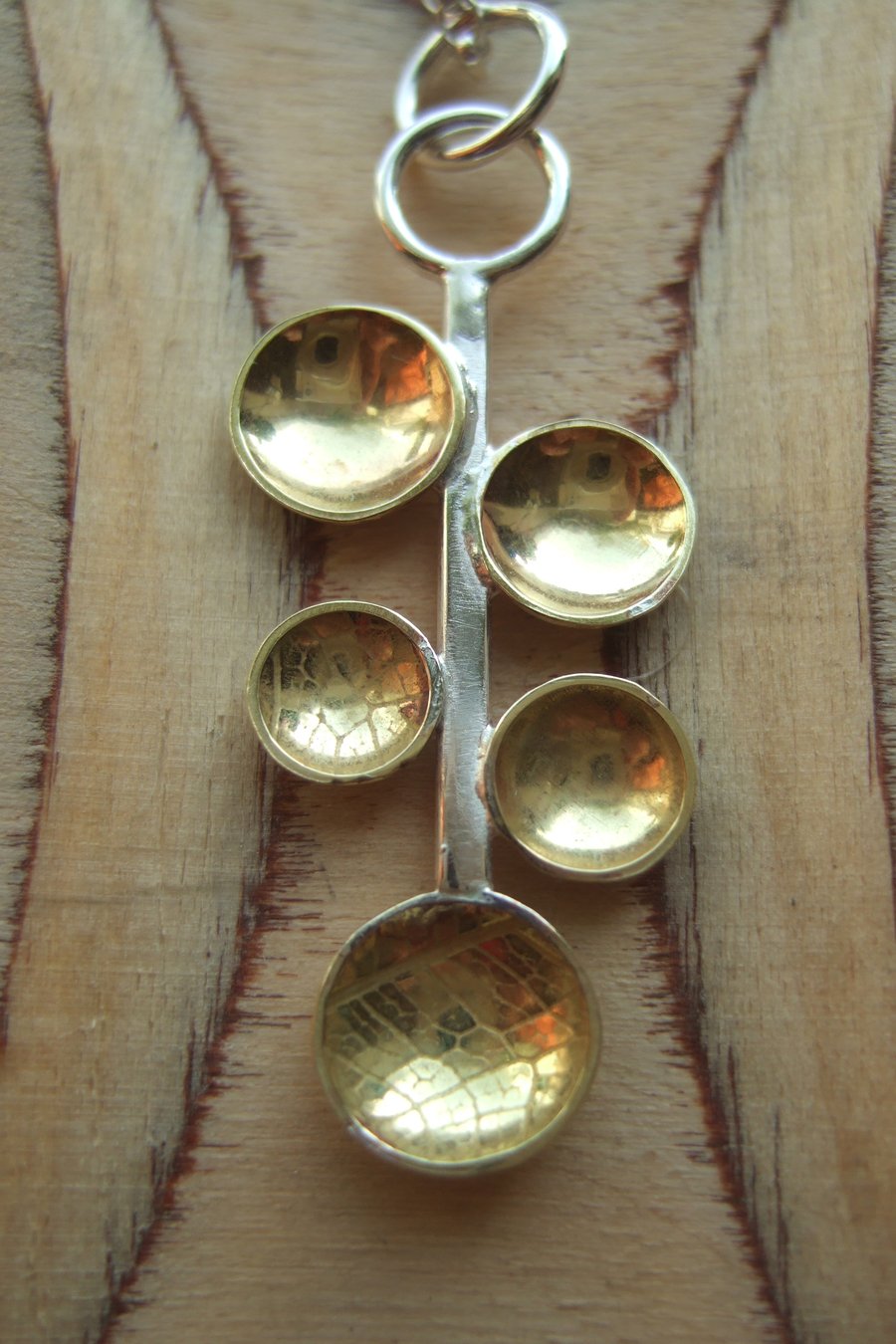 Sterling Silver and Brass Dome Droplet Pendant