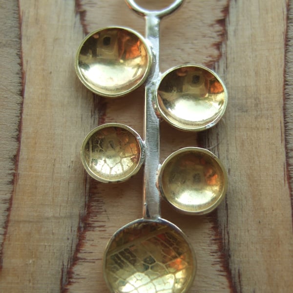 Sterling Silver and Brass Dome Droplet Pendant