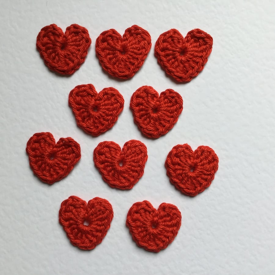 Crochet Red Heart Appliques Embellishments 