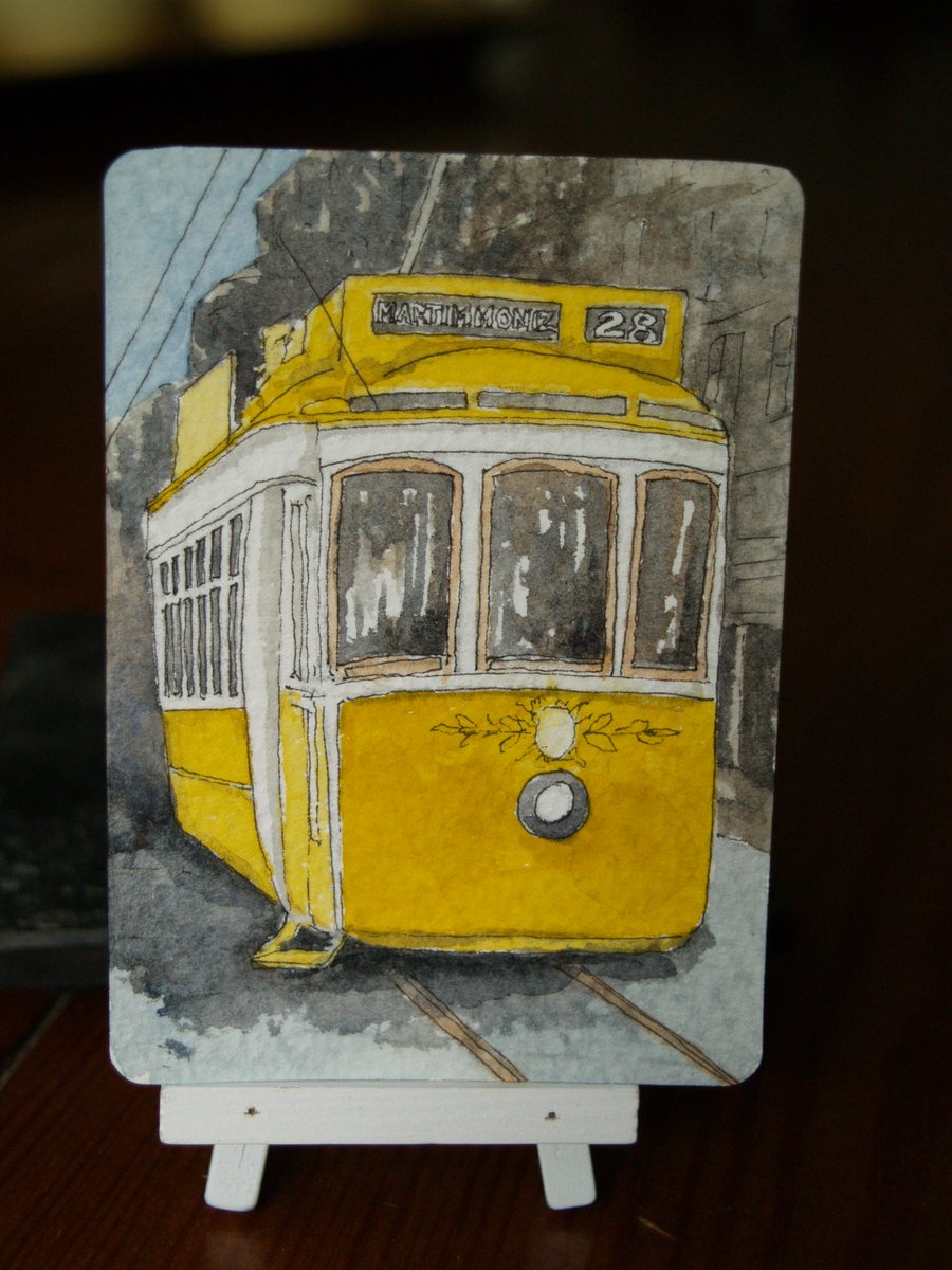 ACEO Original Tram 28 Lisbon Portugal