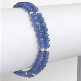 Blue Agate Wrap Bracelet - Choker 