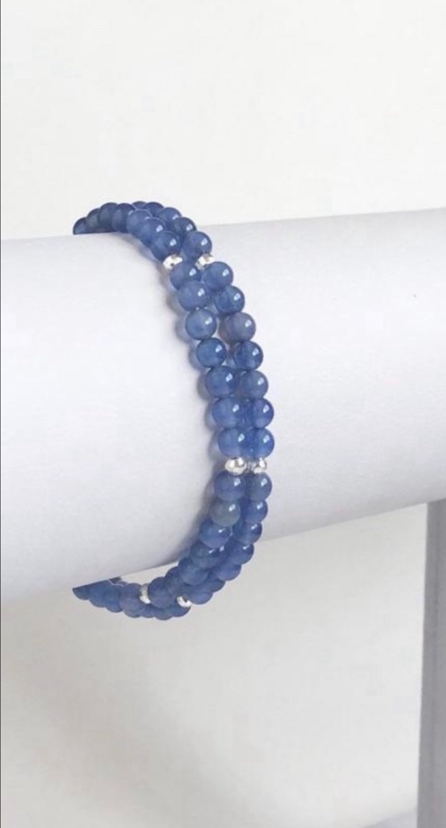 Blue Agate Wrap Bracelet - Choker 