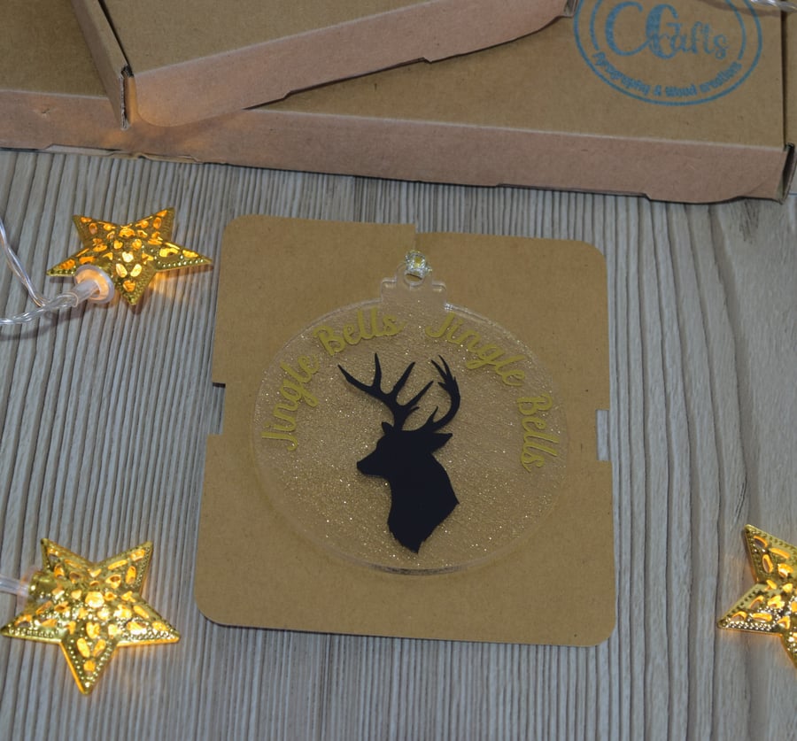 Jingle Bells - Flat Acrylic Bauble - Hanging Decoration