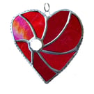 Red Swirl Heart Stained Glass Suncatcher Ruby Wedding 