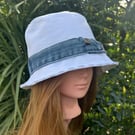 White denim bucket hat - upcycled 
